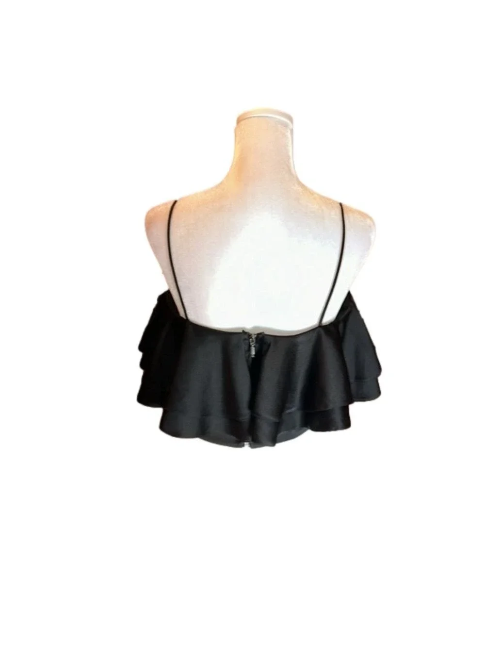 TOPSHOP Black Crop Ruffle Halter Top Size 6